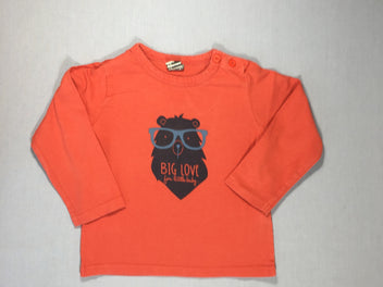T-shirt m.l orange - ours gris à lunettes