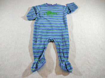 Pyjama velours rayé bleu-vert souris astronaute verte