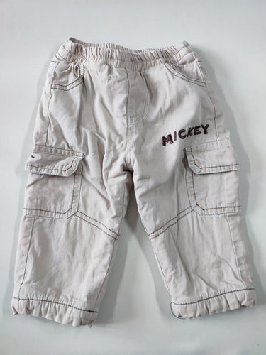 Pantalon cargo beige "Mickey" doublé polar, moins cher chez Petit Kiwi