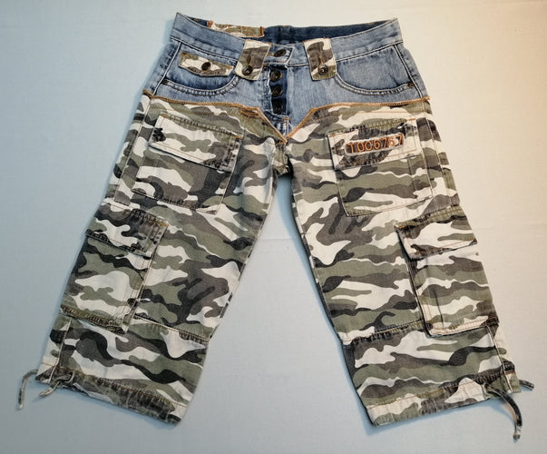 Short long Jeans motifs militaires poches latérales, moins cher chez Petit Kiwi