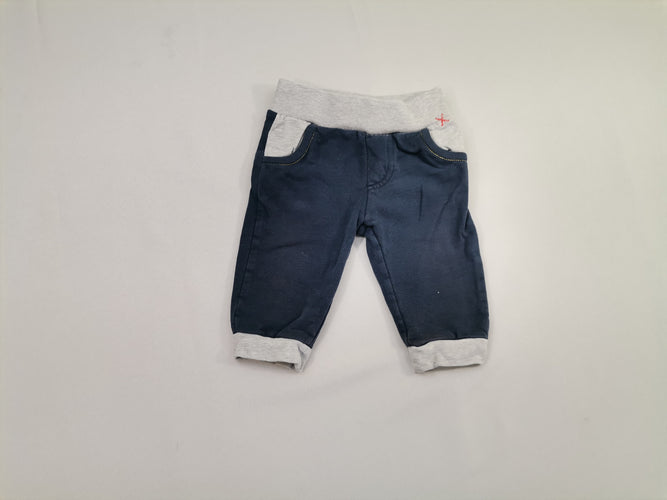 Pantalon molleton bleu et gris, moins cher chez Petit Kiwi