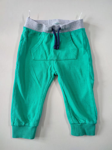 Pantalon molleton vert ceinture grise, moins cher chez Petit Kiwi