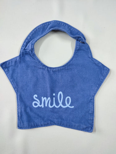 Bavoir jersey en formé d'étoile bleu "Smile", moins cher chez Petit Kiwi
