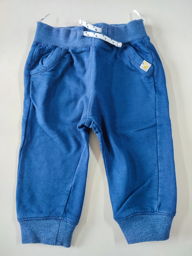 Pantalon molleton bleu marine cordon blanc/bleu, moins cher chez Petit Kiwi