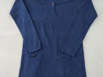 Robe pull m.l fines mailles bleu marine 20% laine (manque 1 bouton sur une poche)