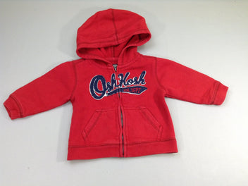 Sweat zippé rouge à capuche