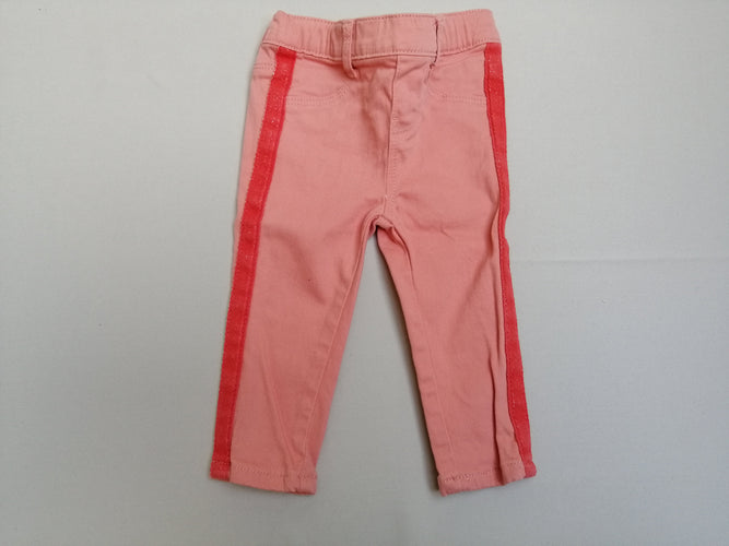 Jeans taille élastiquée vieux rose, moins cher chez Petit Kiwi