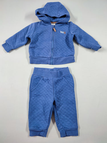 Sweat zippé à capuche bleu losange "Hug" + Pantalon molleton bleu losange, moins cher chez Petit Kiwi