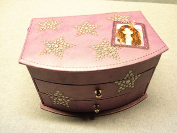 Boîte à bijoux mauve étoiles argentées pailletées Top Model
