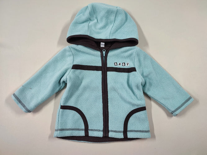 Polar zippé à capuche bleu clair "Baby", moins cher chez Petit Kiwi
