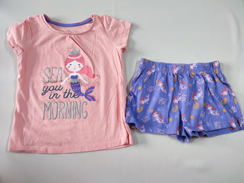Pyjashort 2pcs jersey rose/mauve sirène Sea you in the morning