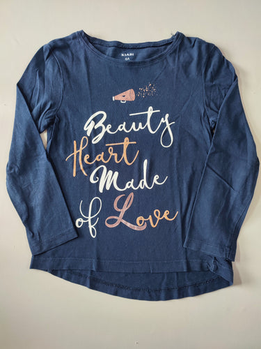 T-shirt m.l bleu marine "Beauty heart made of love", moins cher chez Petit Kiwi