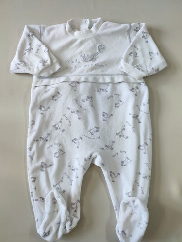 Pyjama velours blanc autruches texturé sur le dessus, moins cher chez Petit Kiwi