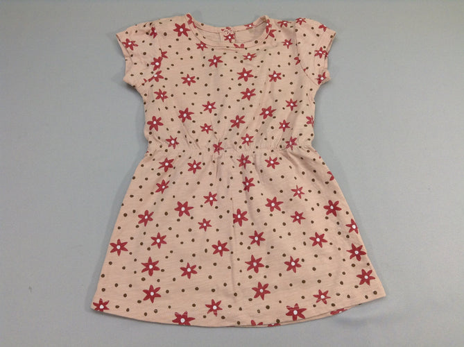 Robe m.c jersey vieux rose fleurs pois, moins cher chez Petit Kiwi