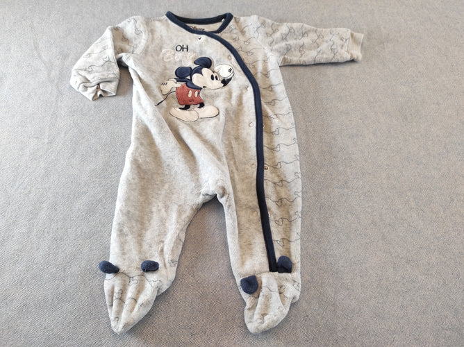 Pyjama velours gris Mickey "oh boy", moins cher chez Petit Kiwi