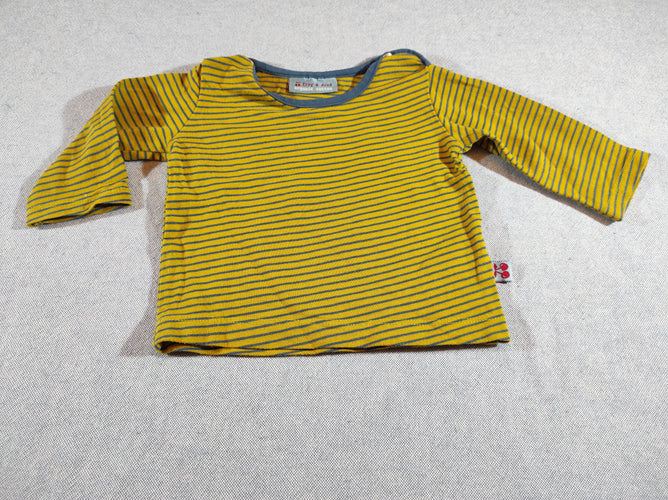 T-shirt m.l jaune rayé bleu, moins cher chez Petit Kiwi