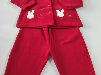 Pyjama 2pcs velours rouge têtes de lapins