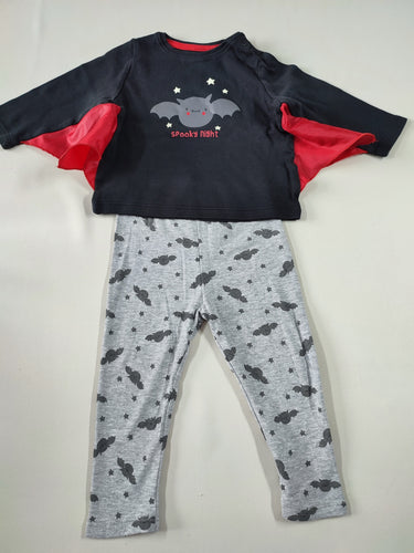 Pyjama 2pcs jersey noir chauve souris manches ailes/gris chauve souris, moins cher chez Petit Kiwi