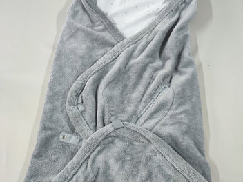 Couverture envelopante softy grise doublé jersey blanc/étoiles