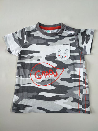 T-shirt m.c camouflage gris "Graou", moins cher chez Petit Kiwi