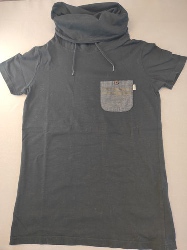 T-shirt m.c noir col châle avec petite poche, moins cher chez Petit Kiwi