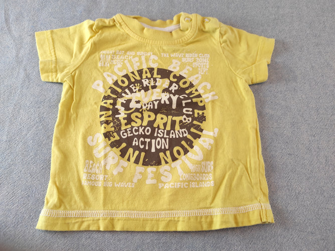 T-shirt m.c jaune inscriptions  "Pacific Beach, competition international,...", moins cher chez Petit Kiwi