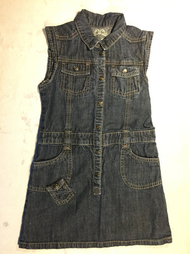 Robe en jean - fleurs brodées, moins cher chez Petit Kiwi