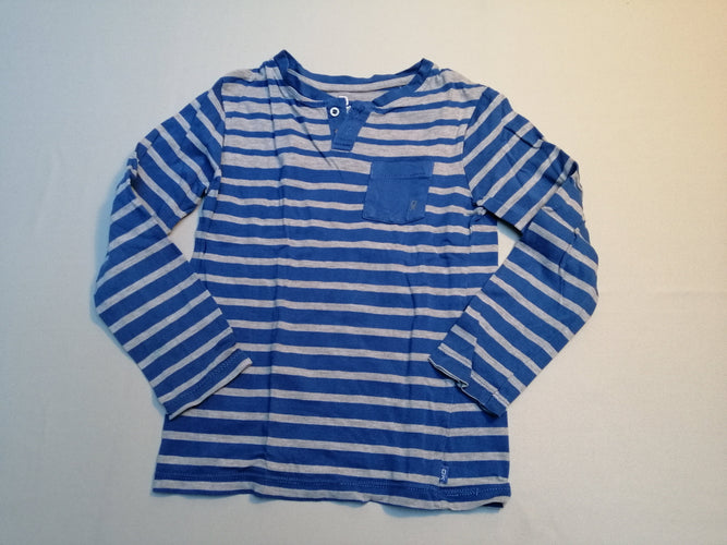 T-shirt m.l ligné gris chiné/bleu boutons, moins cher chez Petit Kiwi