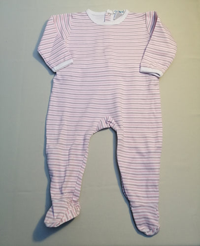 Pyjama jersey ligné rose/mauve/blanc, moins cher chez Petit Kiwi