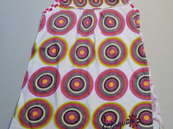 Robe s.m blanc ronds jaune/fushia/vert