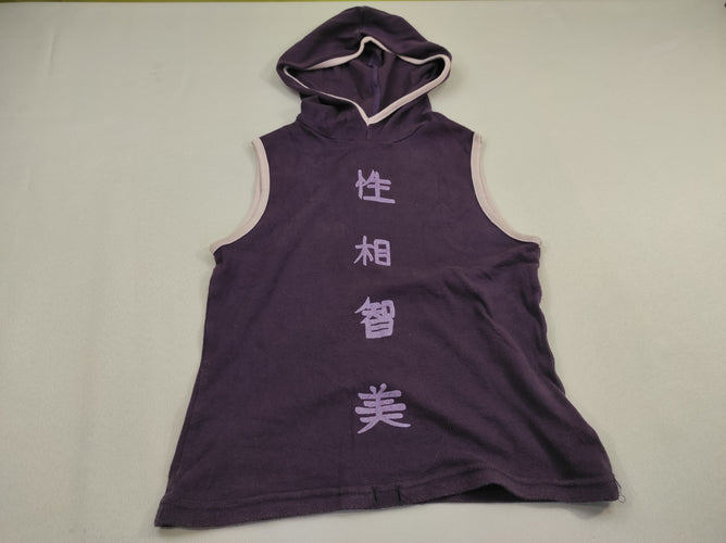 T-shirt s.m à capuche mauve inscriptions chinoises, moins cher chez Petit Kiwi