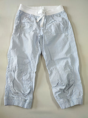 Pantalon en toile blanc rayé bleu élastique cheville, moins cher chez Petit Kiwi