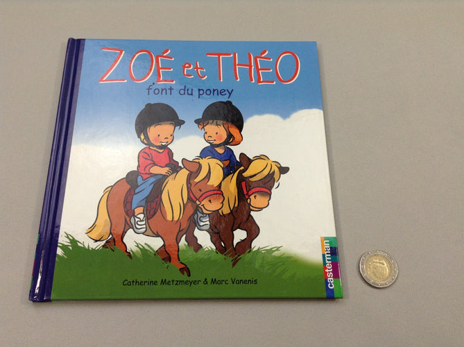 Zoé et Théo font du poney, moins cher chez Petit Kiwi