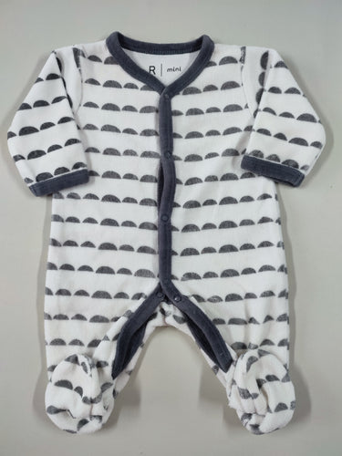 Pyjama velours blanc dômes gris, moins cher chez Petit Kiwi