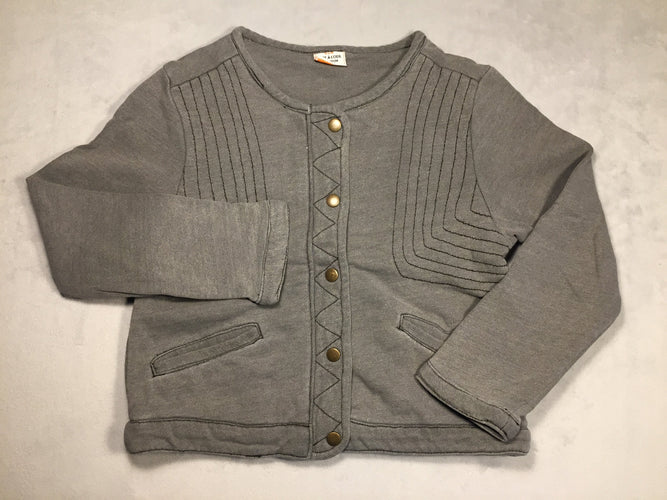 Sweat boutonné molleton  - gris passé - coutures graphiques, moins cher chez Petit Kiwi