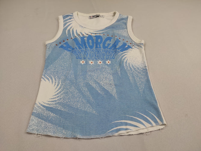 T-shirt s.m bleu-blanc  inscription pailletée "H.Morgan" (taille petit), moins cher chez Petit Kiwi
