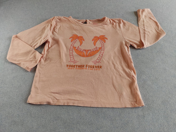 T-shirt m.l rose clair chats sous les palmiers  "Together forever", moins cher chez Petit Kiwi