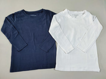 2 chemisettes m.l blanche/bleu marine