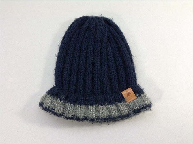 Bonnet mailles bleu foncé/gris, moins cher chez Petit Kiwi