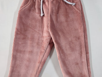 Pantalon velours texturé vieux rose