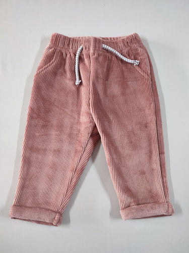 Pantalon velours texturé vieux rose, moins cher chez Petit Kiwi