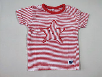 T-shirt m.c blanc ligné rouge étoile