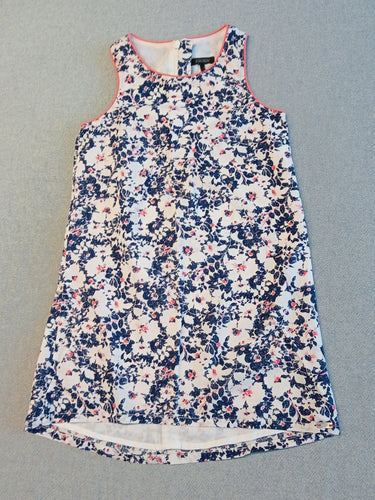 Robe s.m blanche fleurs bleues / bords roses, moins cher chez Petit Kiwi