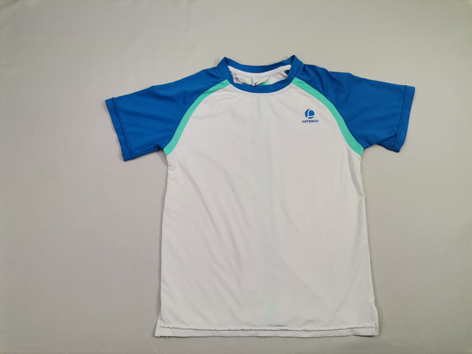 T-shirt sport m.c blanc manche bleu et verte - ligne verte dos, moins cher chez Petit Kiwi