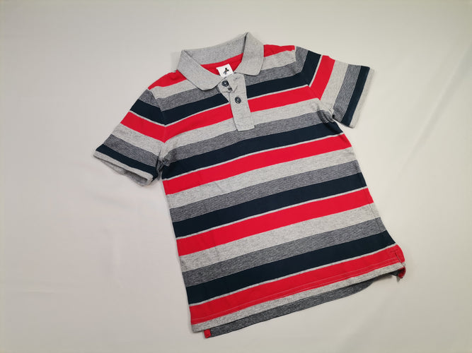 Polo jersey m.c ligné rouge bleu gris, moins cher chez Petit Kiwi