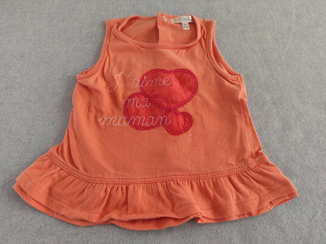 T-shirt s.m orange coeurs "J'aime ma maman", moins cher chez Petit Kiwi