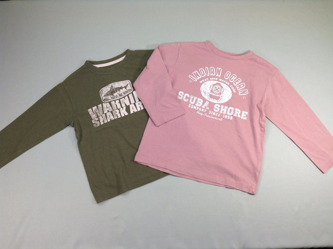 Lot de 2 t-shirts rose/kaki indian, moins cher chez Petit Kiwi