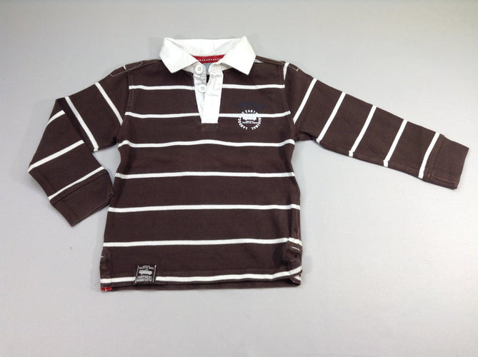 Polo m.l jersey brun rayé, moins cher chez Petit Kiwi