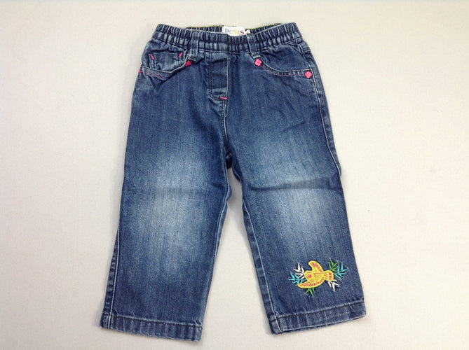 Jeans oiseau bas taille élastique, moins cher chez Petit Kiwi