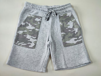 Bermuda molleton gris chiné poches imprimé camouflage